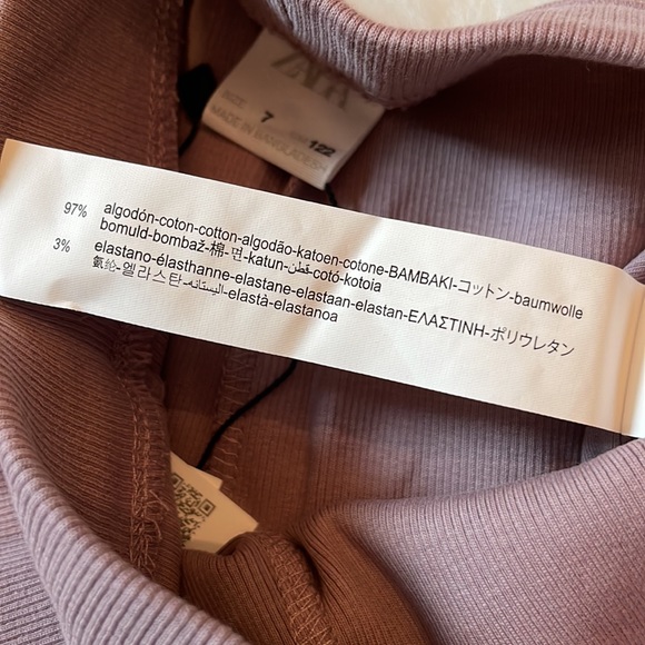NWT size 7 Zara Girls Mauve Label Detailed Ribbed Leggings! - Picture 10 of 10